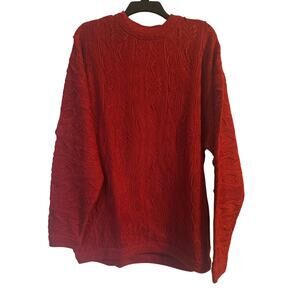 GUC Bergati Men's Red Cable Knit Sweater 100% Acrylic Size Large